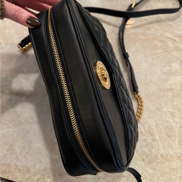 Versace Small Quilted Black Leather Camera Bag - Picture 5 of 7